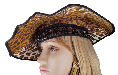 An Original By Ruby Taylor Vintage Leopard Cheetah Animal Print Felt Tilt Hat - Picture 6 of 23