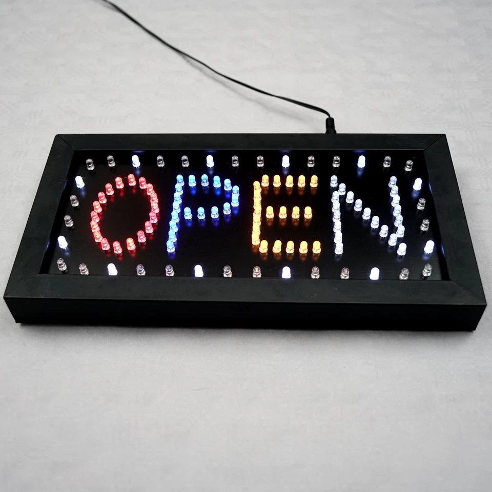 Altes seltenes LED-Schild aus Metall (Blech) OPEN mit Animation 32x17x3,5 cm - Bild 2 von 4