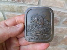 Vintage 1976 Indiana Metal Craft Brass Bronze Belt Buckle Largemouth Bass A97