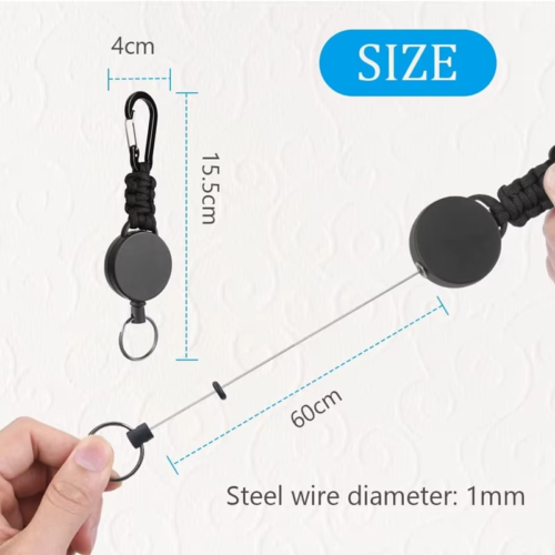 Heavy Duty Retractable Key Chain Anti-theft with Carabiner Steel Wire UK SELLER - Picture 2 of 10
