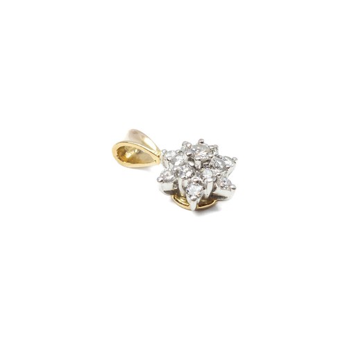 18ct Two Tone Gold Diamond Snowflake Pendant #2241 - Picture 7 of 7