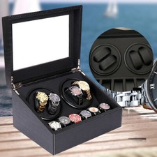 Watch Winder Display Box Automatic Rotation Storage 4 6 Grids 10 Watches Black