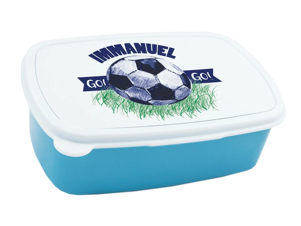 Brotdose Junge, personalisiert mit Name, Geschenk Schulanfang, Brotbox Fußball