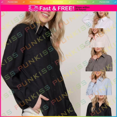 Damen Freizeit Kragen Langarm Leinen Baumwolle Knopf Breite Streifen Mischung Shirt Top - Bild 1 von 27