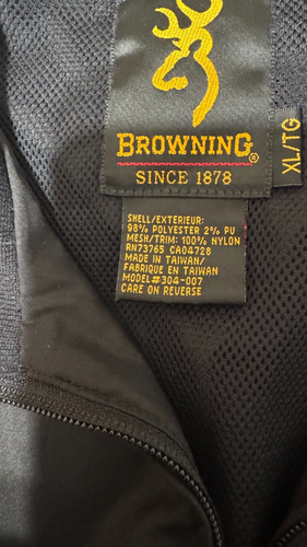 Browning Pullover Windbreaker XL Black/Khaki 1/4 Zip Front Pouch Pocket - Picture 3 of 9