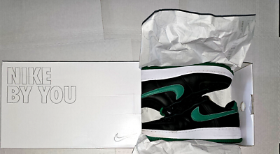 BRAND NEW IN BOX AF1 NIKE BY YOU BLACK W/GREEN SWOOSH PHILADELPHIA EAGLES SZ 9.5 Custom Green & Black Air Force 1 main image 3