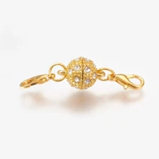 Rhinestone Magnetic Clasp Gold Lobster Claw Jewelry Making Supplies 40mm