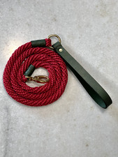 Dog Leash - Handmade with Acrylic Fiber and Genuine Leather