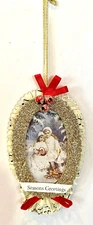 Seasons Greetings Sisters Old World 3-D Christmas Tree Ornament  6" X 3 1/2" X 1