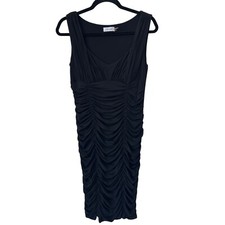 Calvin Klein Ruched Sheath Mini Dress Women 8 Black Bodycon Lined Career Office
