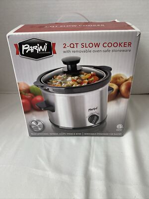 PARINI Cookware 2-QT Slow Cooker with Removable Oven-Safe Stoneware New ...