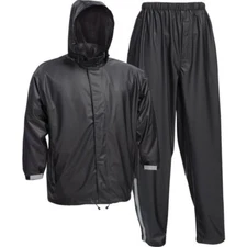 (1 pr)-West Chester 2XL 3-Piece Black Polyester Rain Suit 44520/2XL
