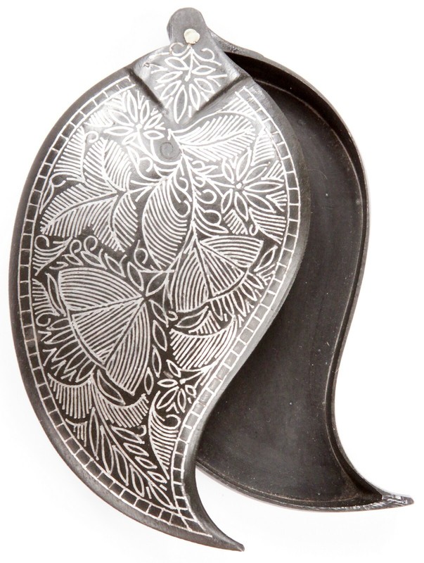 Vintage Indian Silver Inlaid Bidriware Pandan Betel Nut Box Bidar India Mughal