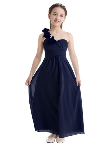 UK Girls Maxi Dress Wedding Party Bridesmaid Dress One Shoulder Formal Ball Gown - Picture 55 of 88