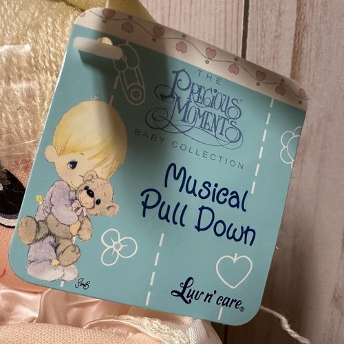 Precious Moments Luv N Care Musical Pull Down Baby Plush Angel Holding A Lamb - Picture 7 of 9