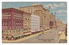 1957 DAYTON OHIO DOWNTOWN STREET WT GRANT STORE BUS CARS VINTAGE POSTCARD OH