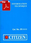 Technical Documentation - CITIZEN cal. 8100A / 8110A Chronographe - PDF 18 pages