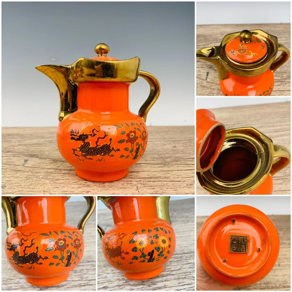 5.6" Raro China Porcelana Dinastía Canción Ru Porcelana Dorado Una olla de cuatro tazas Foto 2 de 4