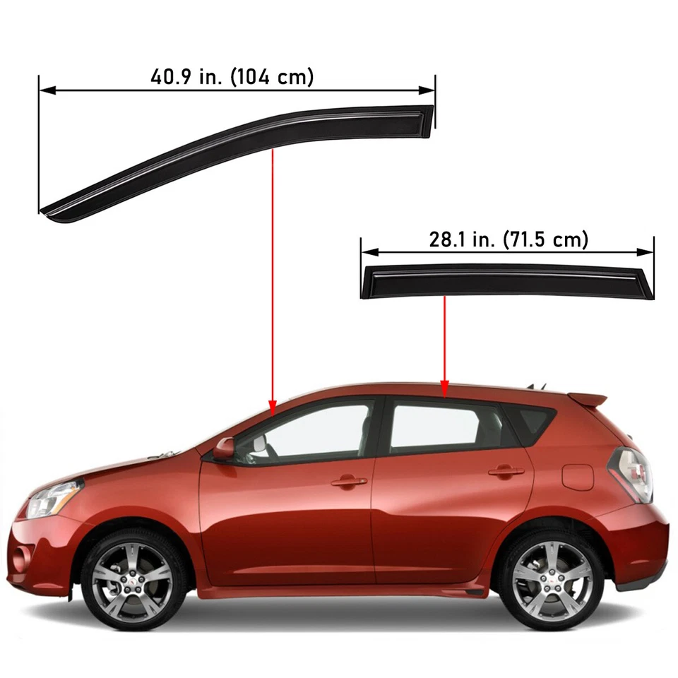 Tape-on Window Visor Rain Guard Wind Deflector for 2009-2014 Toyota Matrix Wagon Foto 2 de 4