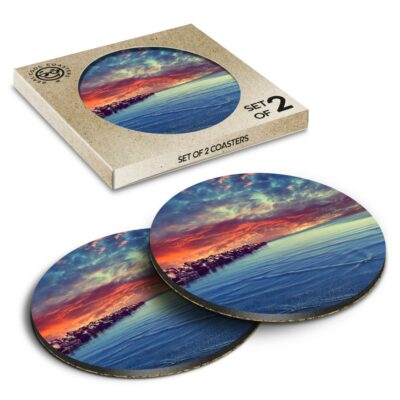 2 x Box Runde Untersetzer - Ostsee Ozean Sonnenuntergang Himmel #8971