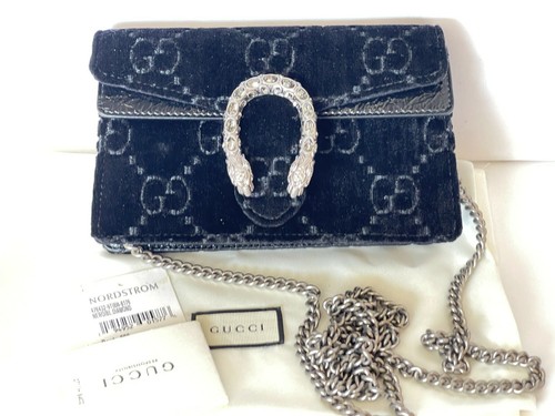 New Gucci Dionysus GG Velvet Crystal Super Mini Shoulder Crossbody Bag  Black | eBay