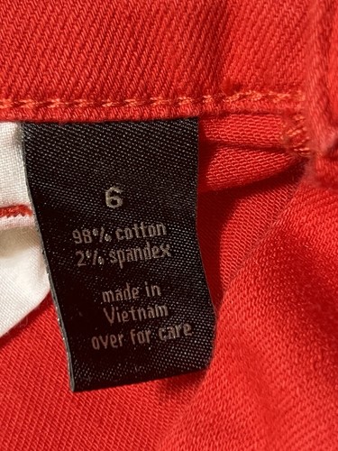 Pantalones de mezclilla ajustados para mujer The Limited 678 rojos 5 bolsillos tiro bajo elásticos talla 6 - Imagen 3 de 7