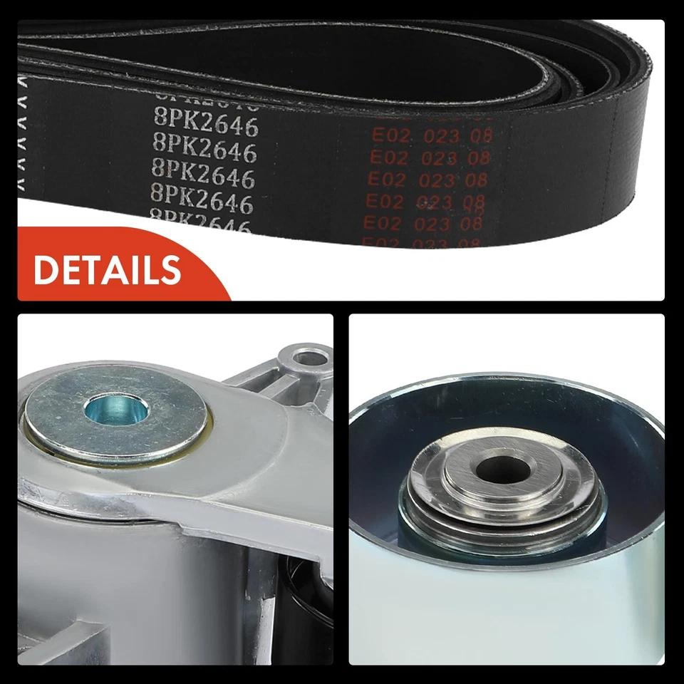 Kit de componentes de transmisión por correa serpentina de 4 piezas para Western Star 4900EX 4900FA 4900SA Foto 4 de 4