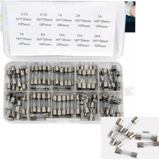 100Pcs 5x20mm Quick Blow Glass Tube Fuse Assorted Kits Fast Action Glass Fuses