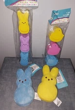 Peeps 6” Easter Bunny Plush Blue Yellow Figural Easter Eggs Pack X2