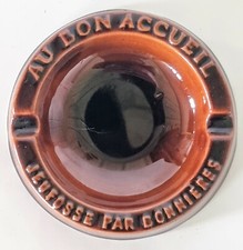 JEUFOSSE BONNIÈRES BROWN CERAMIC ADVERTISING ASHTRAY ca 1950
