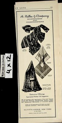1922 A Sulka & Co Shirtmakers & Haberdasher Holiday Offers Vintage Print Ad 6530