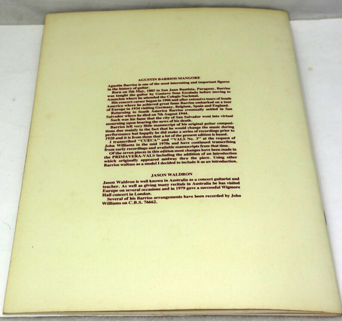 Libro de partituras BARRIOS 7 piezas para guitarra Agustín Barrios Mangore Vol 1 1985 - Imagen 10 de 10