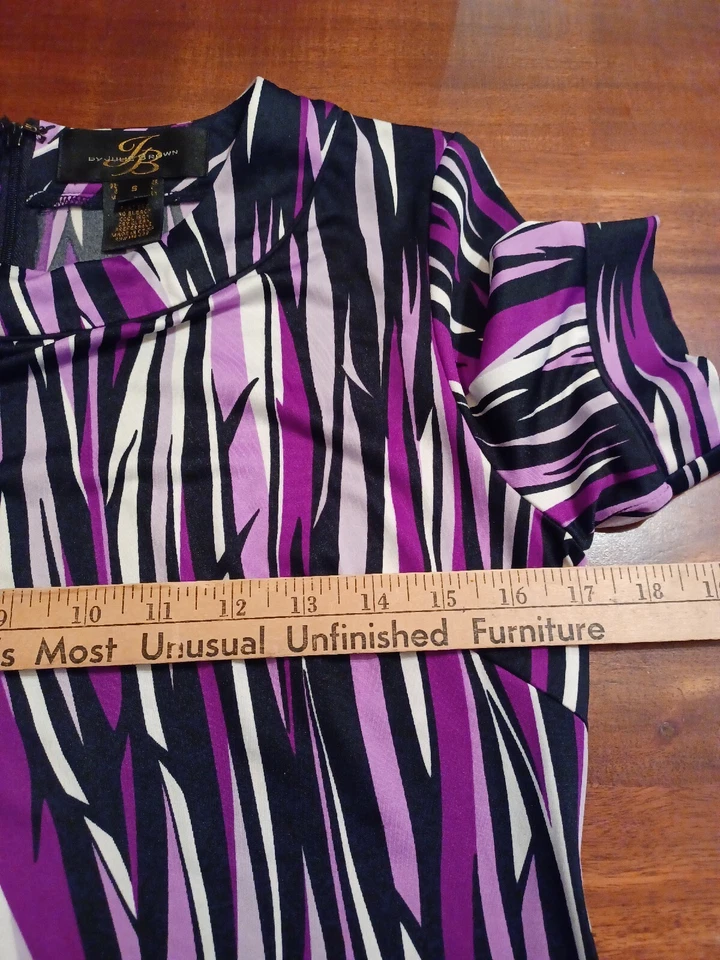 Vestido jb by julie marrón para mujer púrpura elástico cremallera trasera talla pequeña Foto 4 de 4