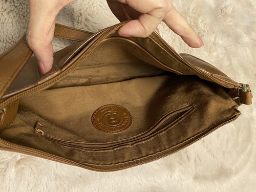 Vtg Etienne Aigner Light Brown Tan Leather Shoulder Bag Hand Bag Cross Satchel - Picture 7 of 10