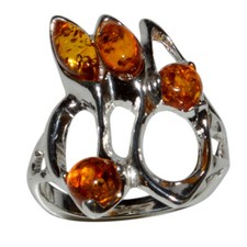 4.4g Authentic Baltic Amber 925 Sterling Silver Ring Jewelry N-A7274A s.7