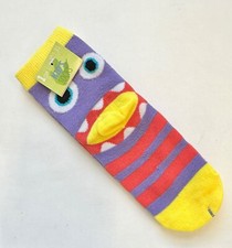 Silly Purple Monster socks fits kids sock size 7-8.5 Halloween