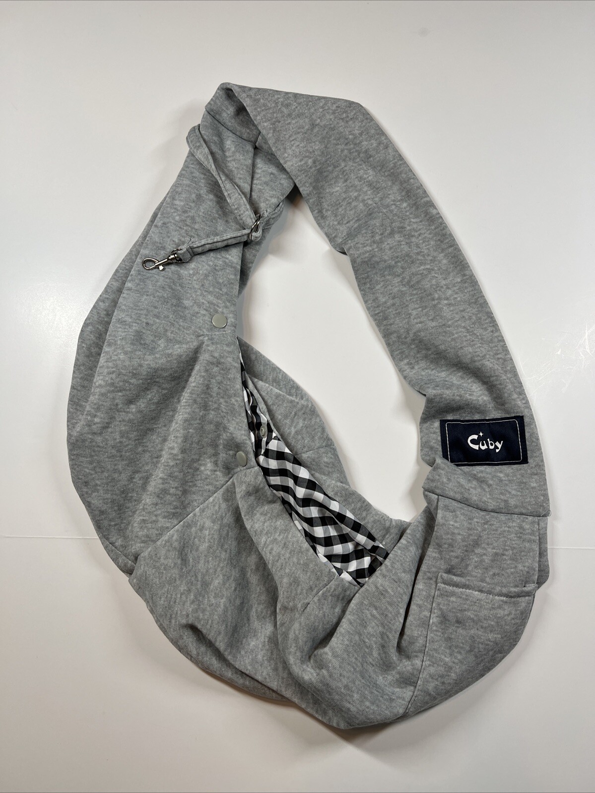 CUBY Baby Carrier Baby Sling Holder Gray Soft Black White Plaid Check Gingham-image