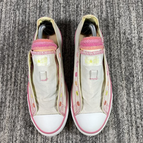 Converse All Star Girls Size 5 Pink Multi Tongue Skateboard Shoes No Laces - Picture 3 of 10