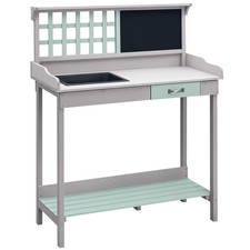 HOMCOM Outdoor Potting Table Bench Workstation with Wood Planting Shelves