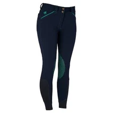 NWT Piper by Smartpak Equestrian Breeches Sz 30R Silicone Grip Navy Teal