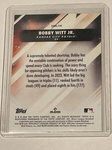Serie de actualización Topps 2024 - Let Him Cook #LHC-14 Bobby Witt Jr. 56/75 dorado - Imagen 2 de 2