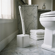 Quick-Attach Disposable Toilet Brush Handle - No Replacement Heads, with Storage