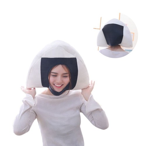 Novelty Triangle Headgear Plush Toys Sushi Cosplay Headwear Simulation Rice Ball - Bild 5 von 11