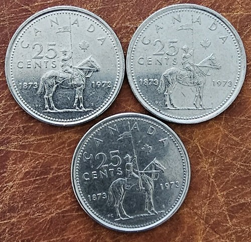 Lot of 9 CANADA 1973 Quarters 25 Cents RCMP MOUNTIE Circulated Good Cond. Ju144 - Picture 4 of 7