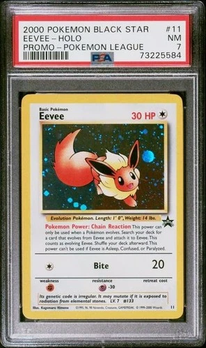 2000 Pokemon Promo Black Star Eevee #11 Promo-Pokemon League PSA 7