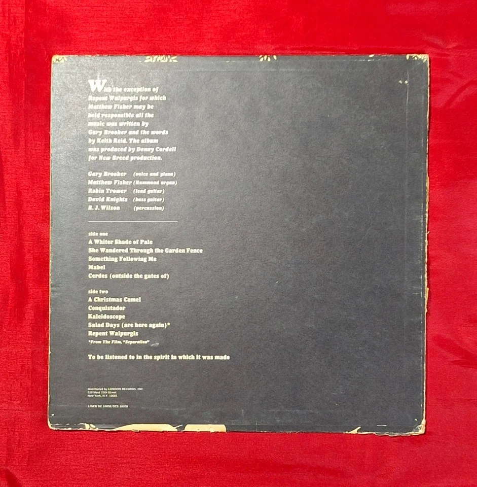 Procol Harum ~ Self Titled 1967 Vinyl LP Deram Stereo DES18008 PLAYS! - Image 2 of 4