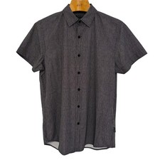 Kenneth Cole New York Slim Fit Button Up Shirt Mens Medium Black White