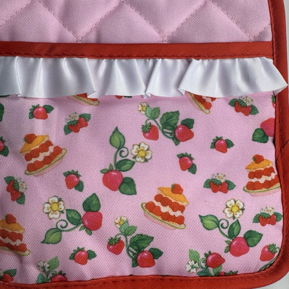 🍓🍓NUEVO CON ETIQUETAS Porta Ollas para Hornear Pasteles Cortos Fresa Lindo Gancho Rojo con Volantes Nuevo Corte  Foto 4 de 4