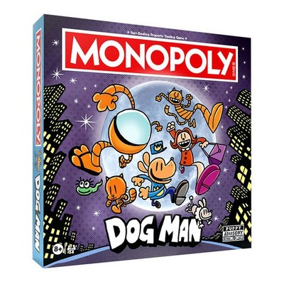 Monopoly: Dog Man Edition Board Game, Buy Sell Trade Locations