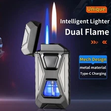 Voice-Activated Smart Ignition Lighter Dual Flame One-button Switching Charging